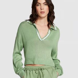 VS PINK Cambridge Knit Polo Sweater